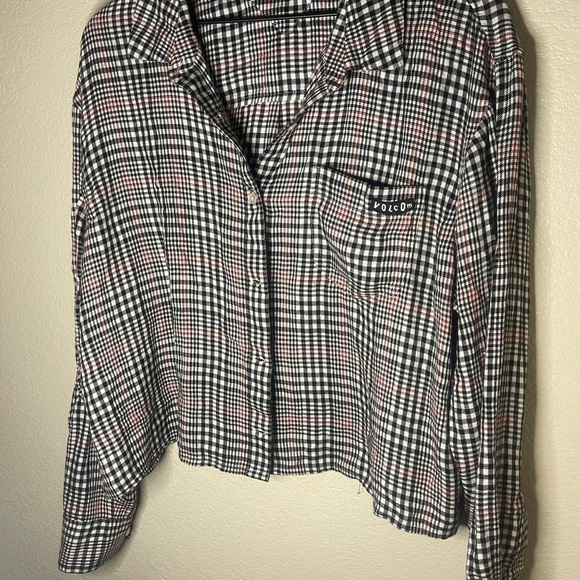 Volcom plaid cropped button down large - Picture 4 of 4